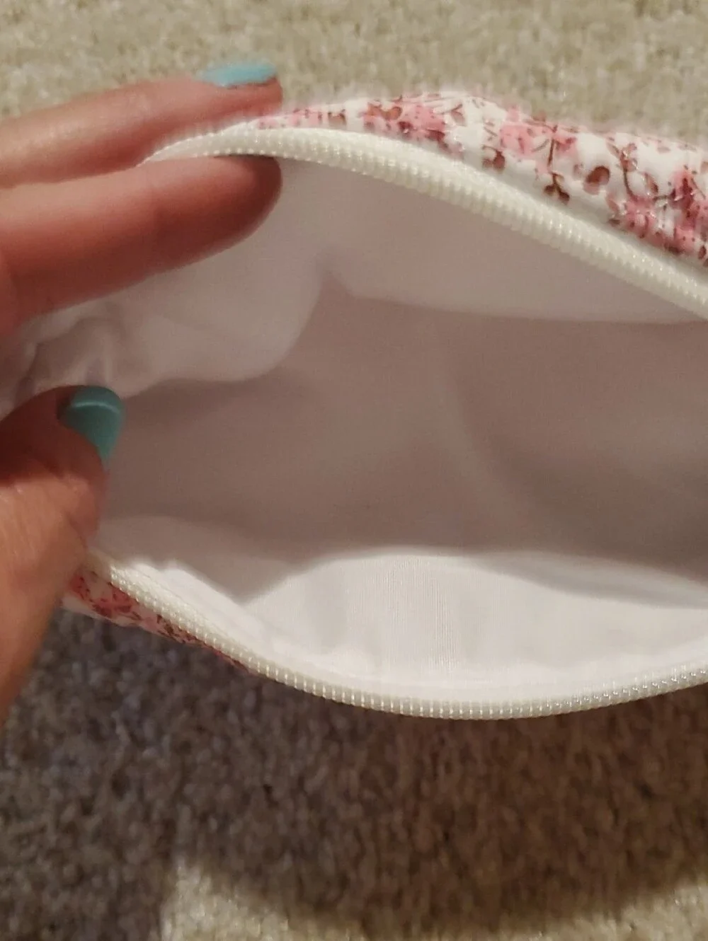 Floral Quilted Pink Makeup Pouch with Zip